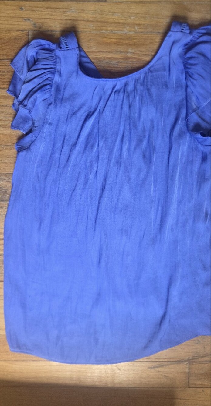 Joie Women’s Pink Solid V-Neck Short Sleeve Pleated Blouse Top Size M - Picture 2 of 2